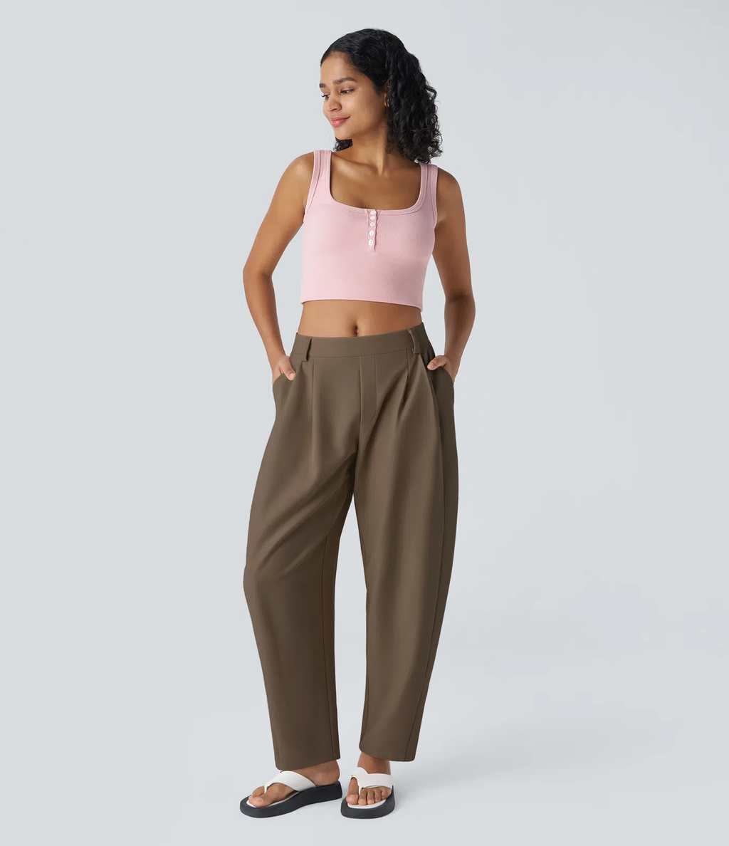 Pantalón Plisado Tiro Medio