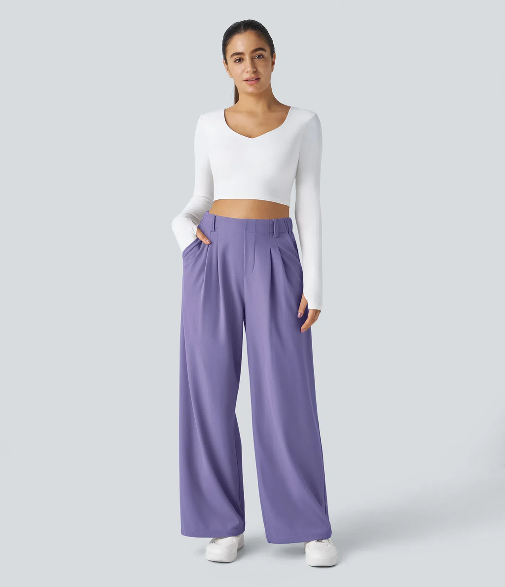 Pantalón de traje ancho y fluido