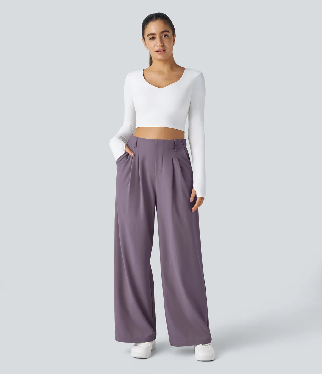 Pantalón de traje ancho y fluido