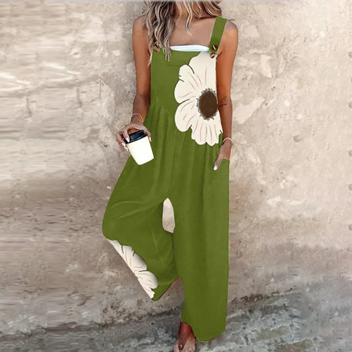 Braga cómoda con estampado de flores grandes