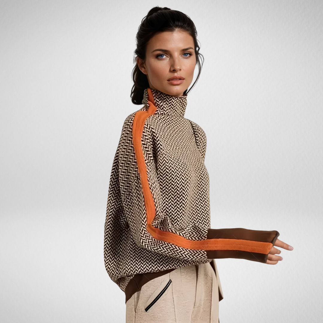 Clémence | Jersey de cuello alto con rayas en contraste