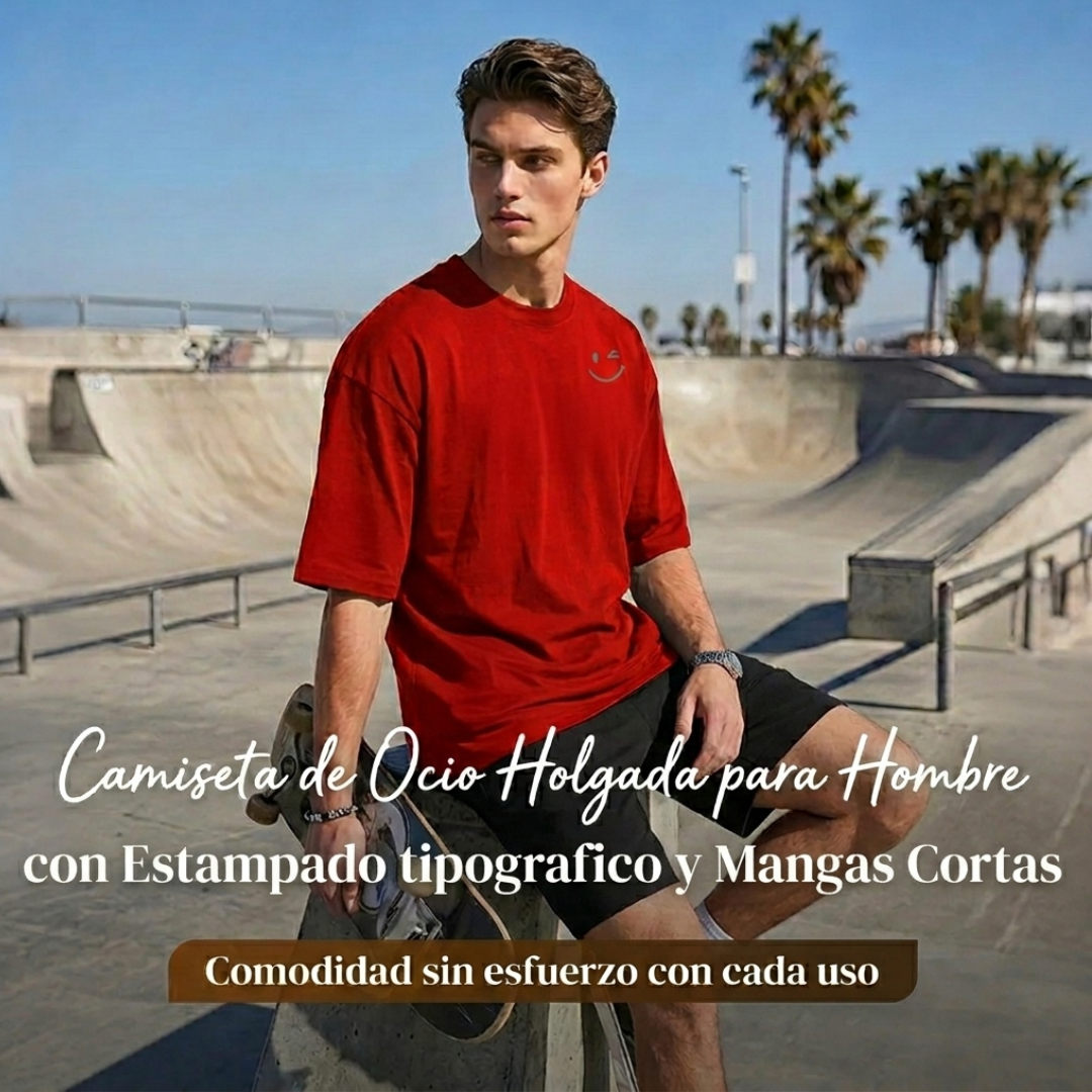 Camiseta urbana para hombre de corte holgado – algodón 100% premium, ajuste oversize casual y estampado tipográfico.