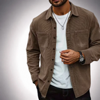Camisa de pana para hombre, corte ajustado y manga larga.