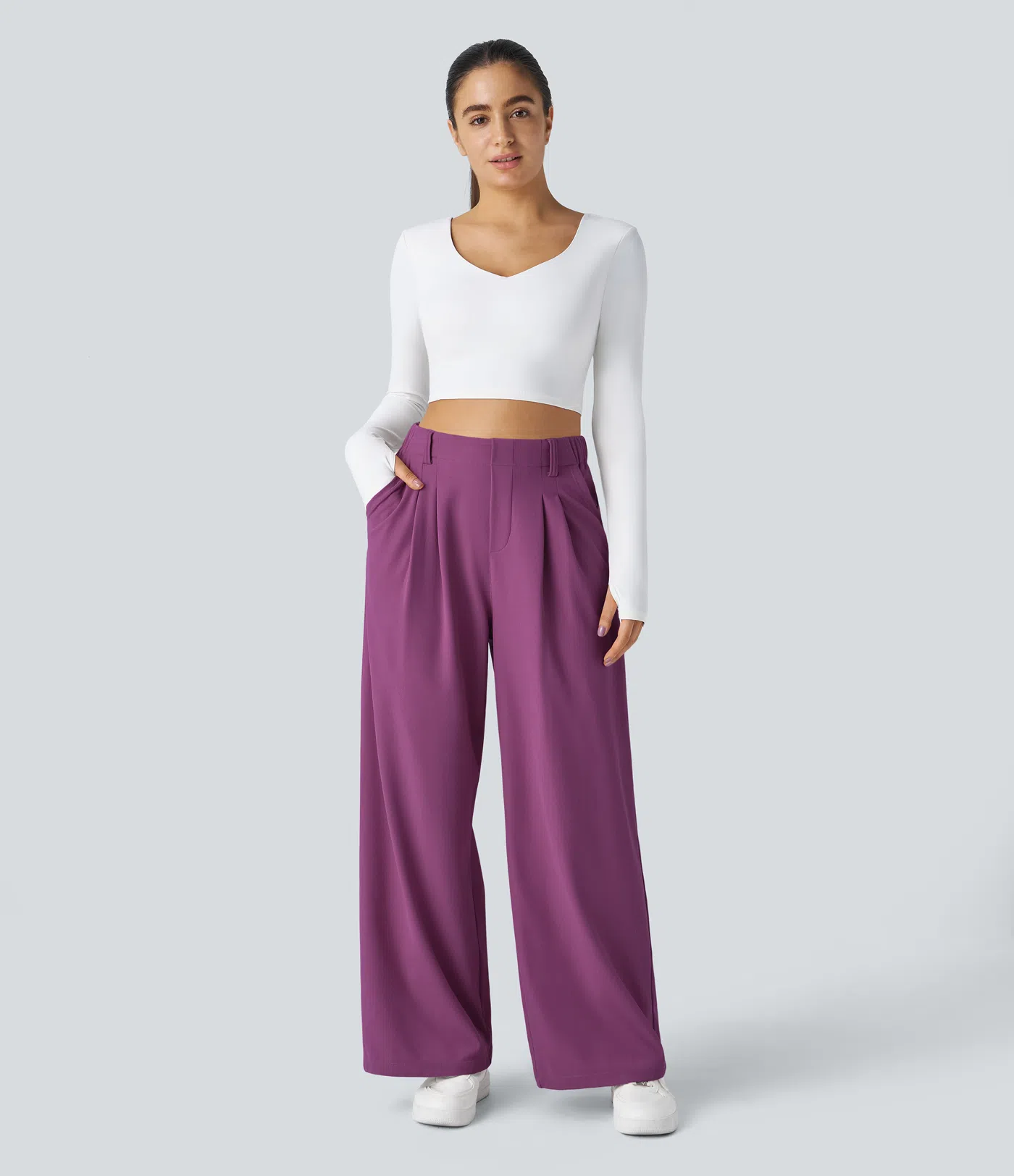 Pantalón de traje ancho y fluido