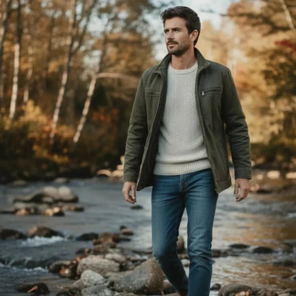 CARLOS™ | Chamarra Vintage de Algodón con Cremallera