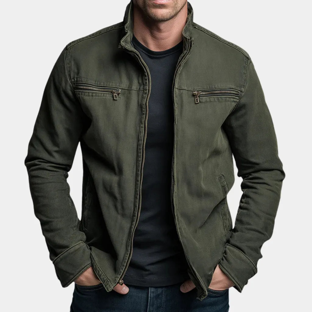 CARLOS™ | Chamarra Vintage de Algodón con Cremallera