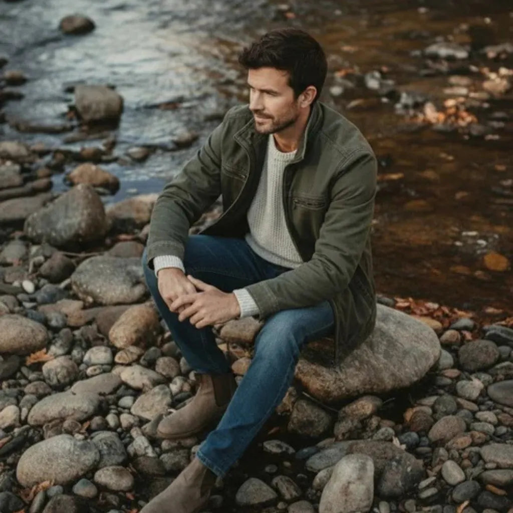 CARLOS™ | Chamarra Vintage de Algodón con Cremallera