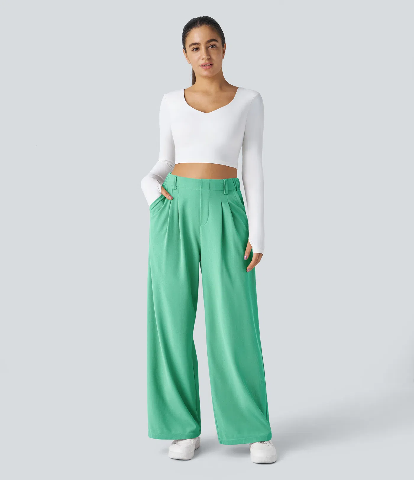 Pantalón de traje ancho y fluido