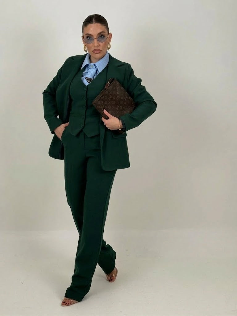 Traje Sara- Conjunto de 3 piezas de alta calidad  Chaqueta, chaleco y pantalón ancho