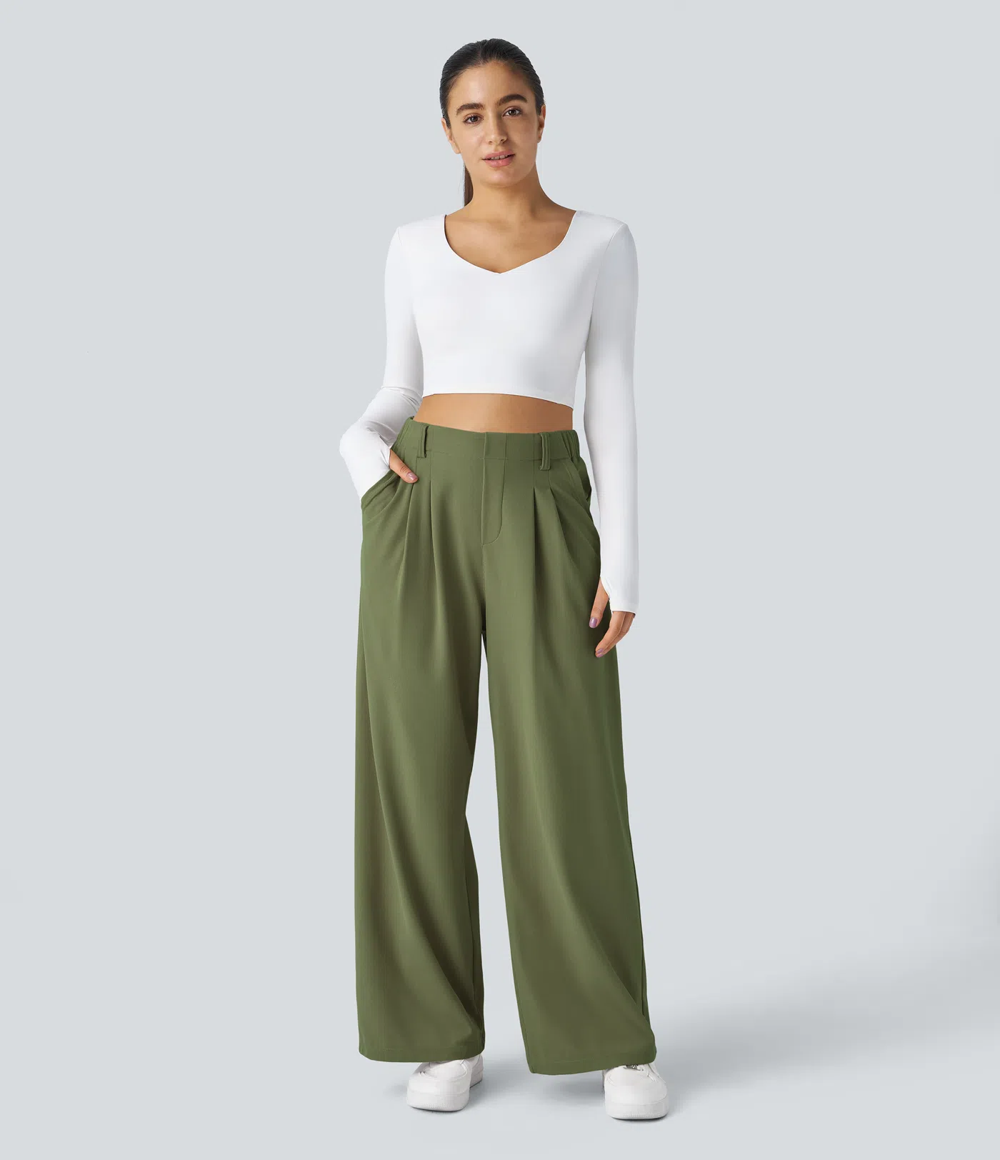 Pantalón de traje ancho y fluido