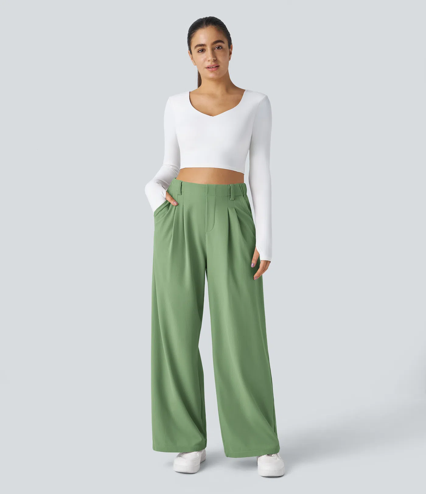 Pantalón de traje ancho y fluido