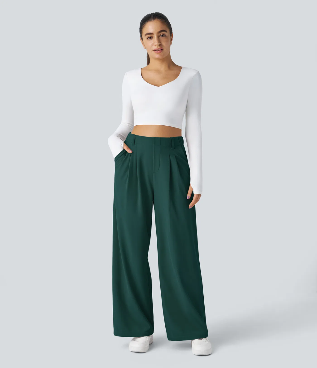 Pantalón de traje ancho y fluido