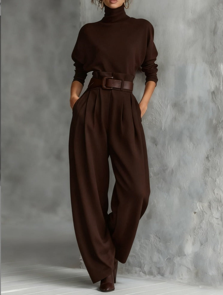 JULIET |  Conjunto de jersey de cuello alto y pantalón recto