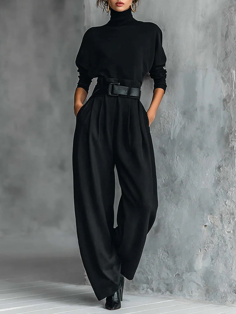 JULIET |  Conjunto de jersey de cuello alto y pantalón recto