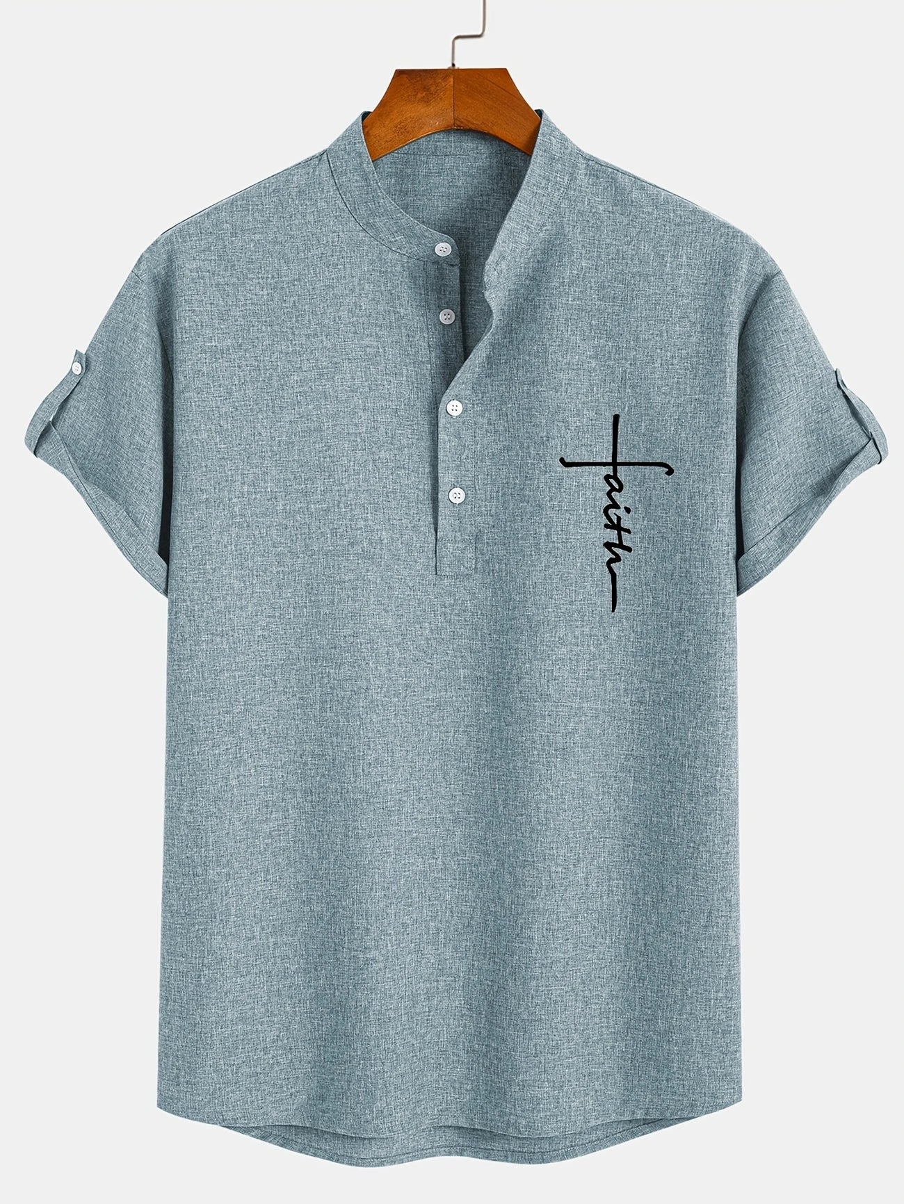 Alejandro™ | Camisa elegante de manga corta con cuello alto