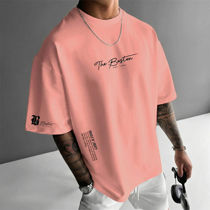 ¡50% DE DESCUENTO AHORA! Camiseta urbana para hombre de corte holgado – mezcla premium de algodón, ajuste oversize casual y estampado gráfico