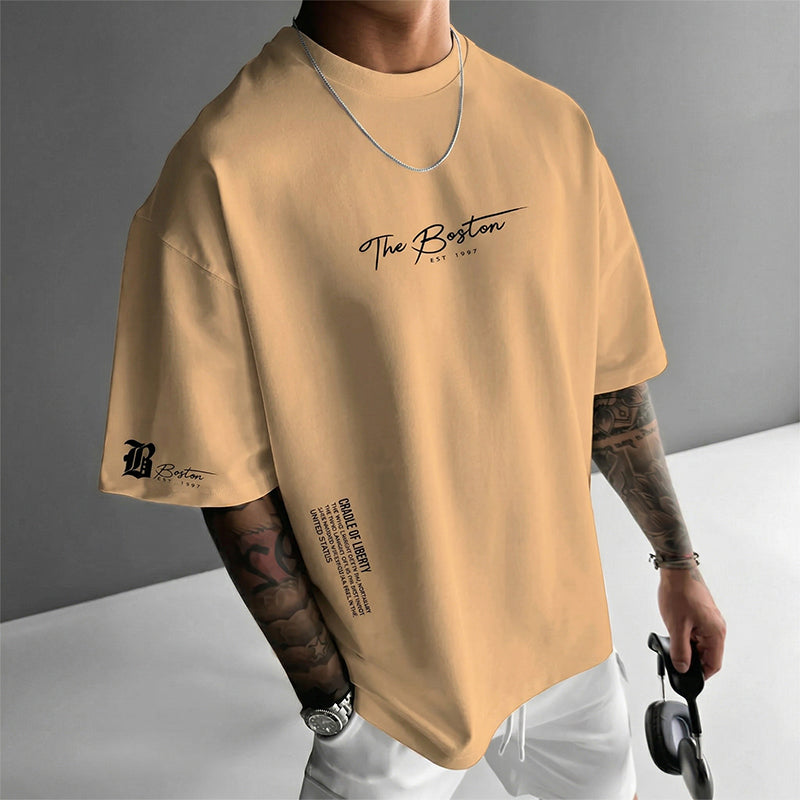 ¡50% DE DESCUENTO AHORA! Camiseta urbana para hombre de corte holgado – mezcla premium de algodón, ajuste oversize casual y estampado gráfico