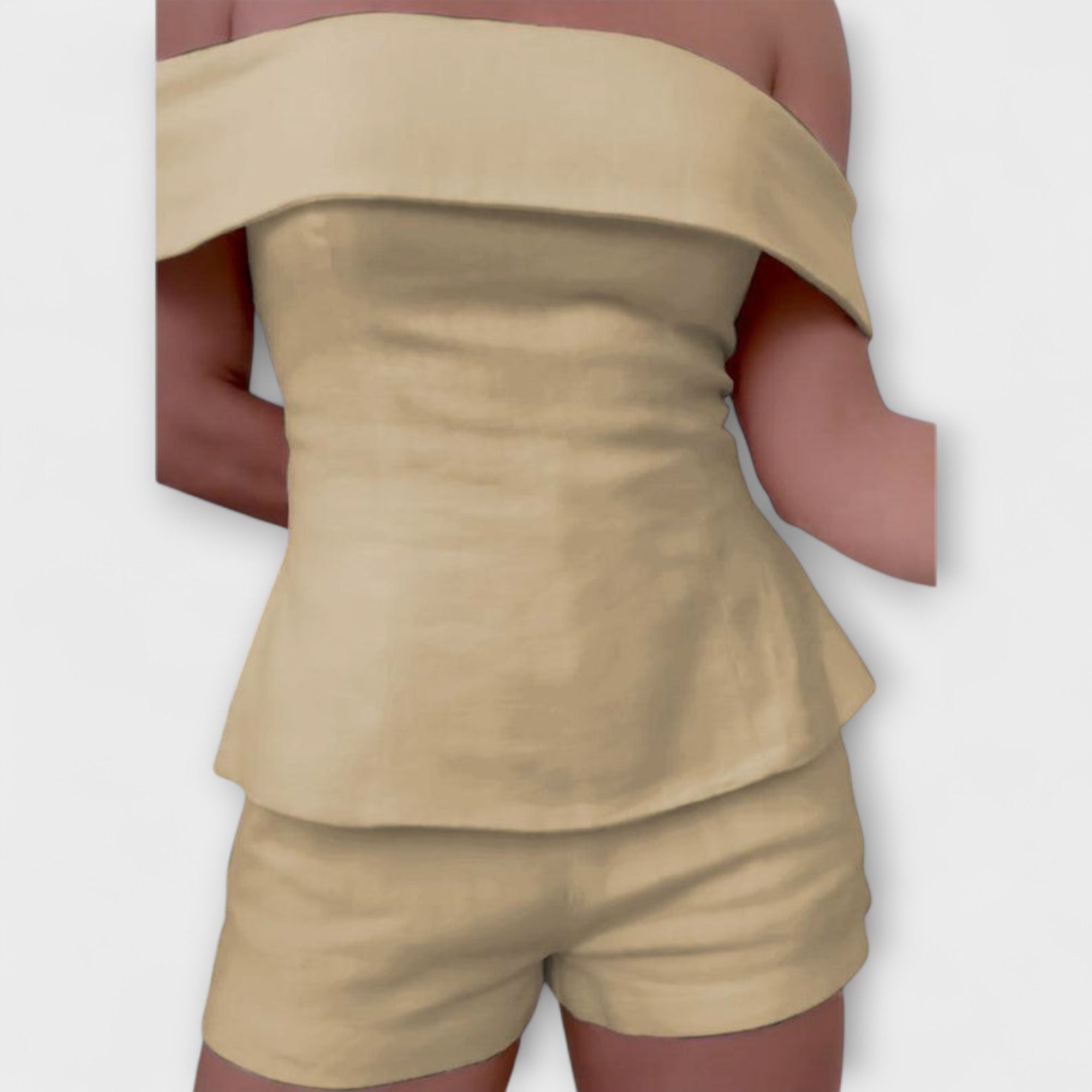 Olivia - Conjunto de dos piezas de algodón y lino blanco