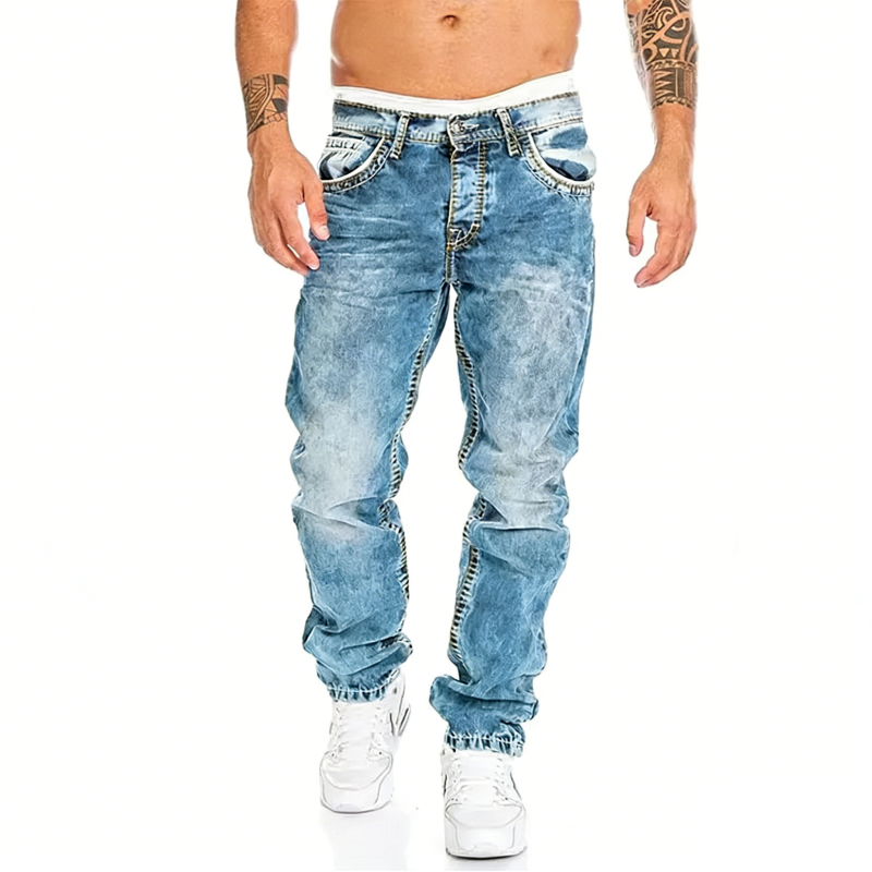 Jeans stretch para hombre, minimalistas, frescos y con estilo emo.
