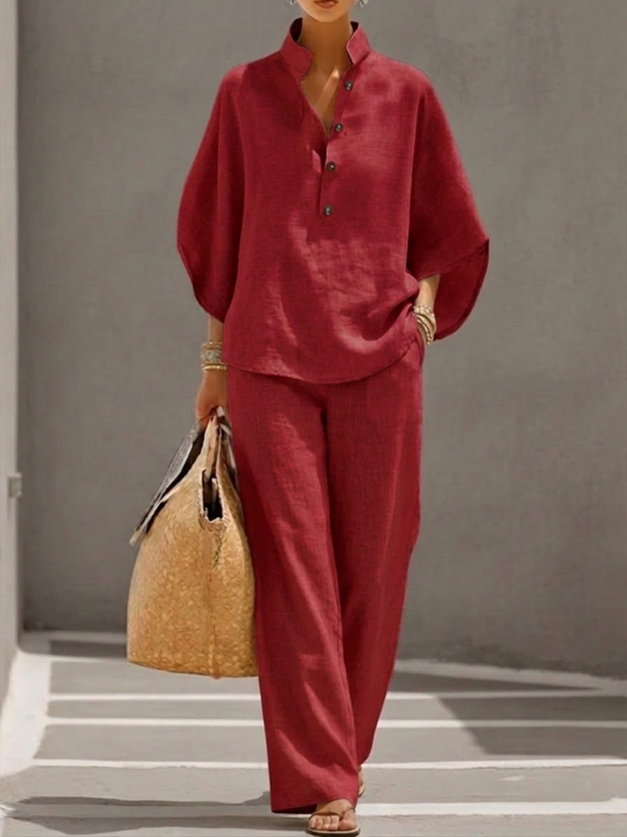 Mariel | Conjunto con mangas murciélago y pantalones amplios