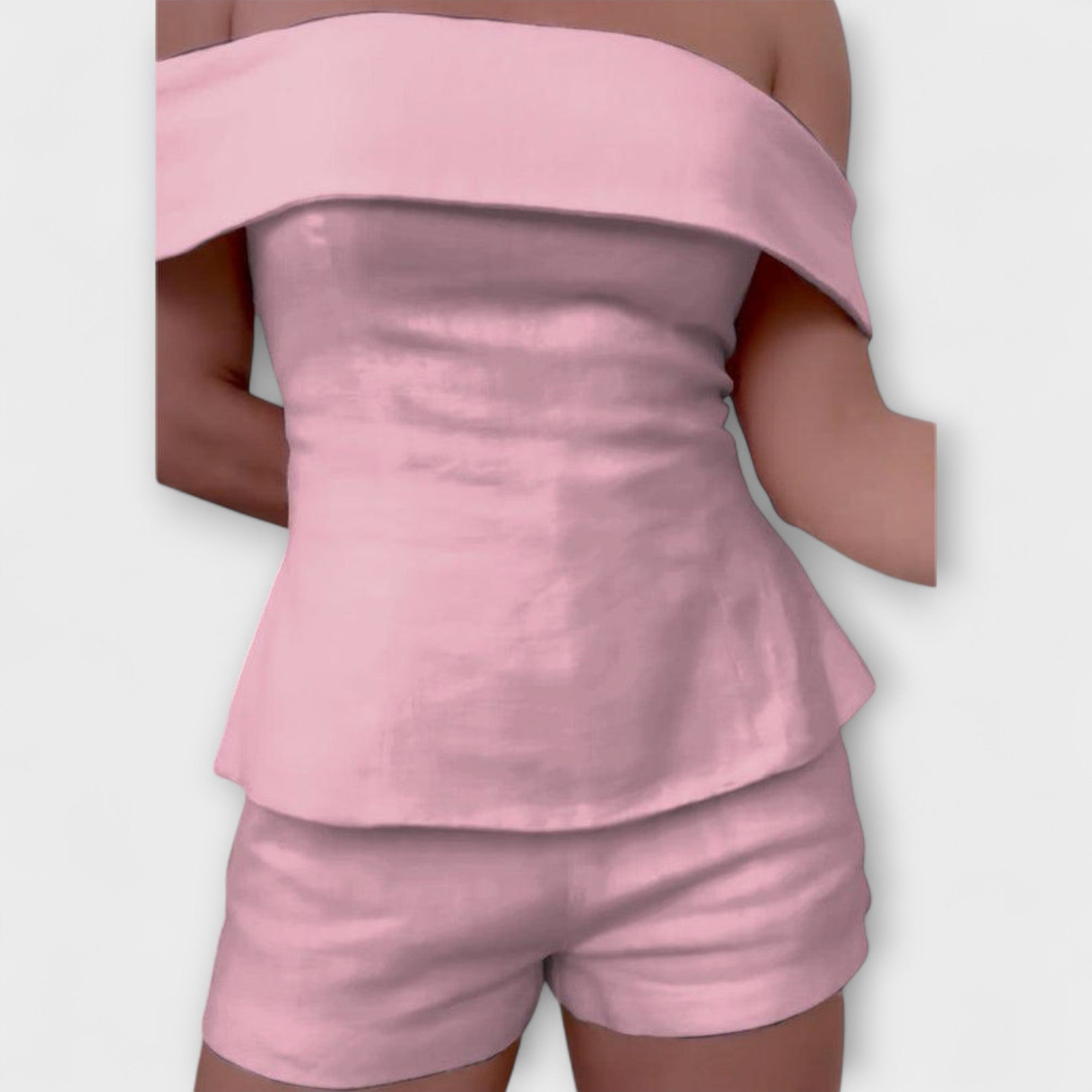 Olivia - Conjunto de dos piezas de algodón y lino blanco