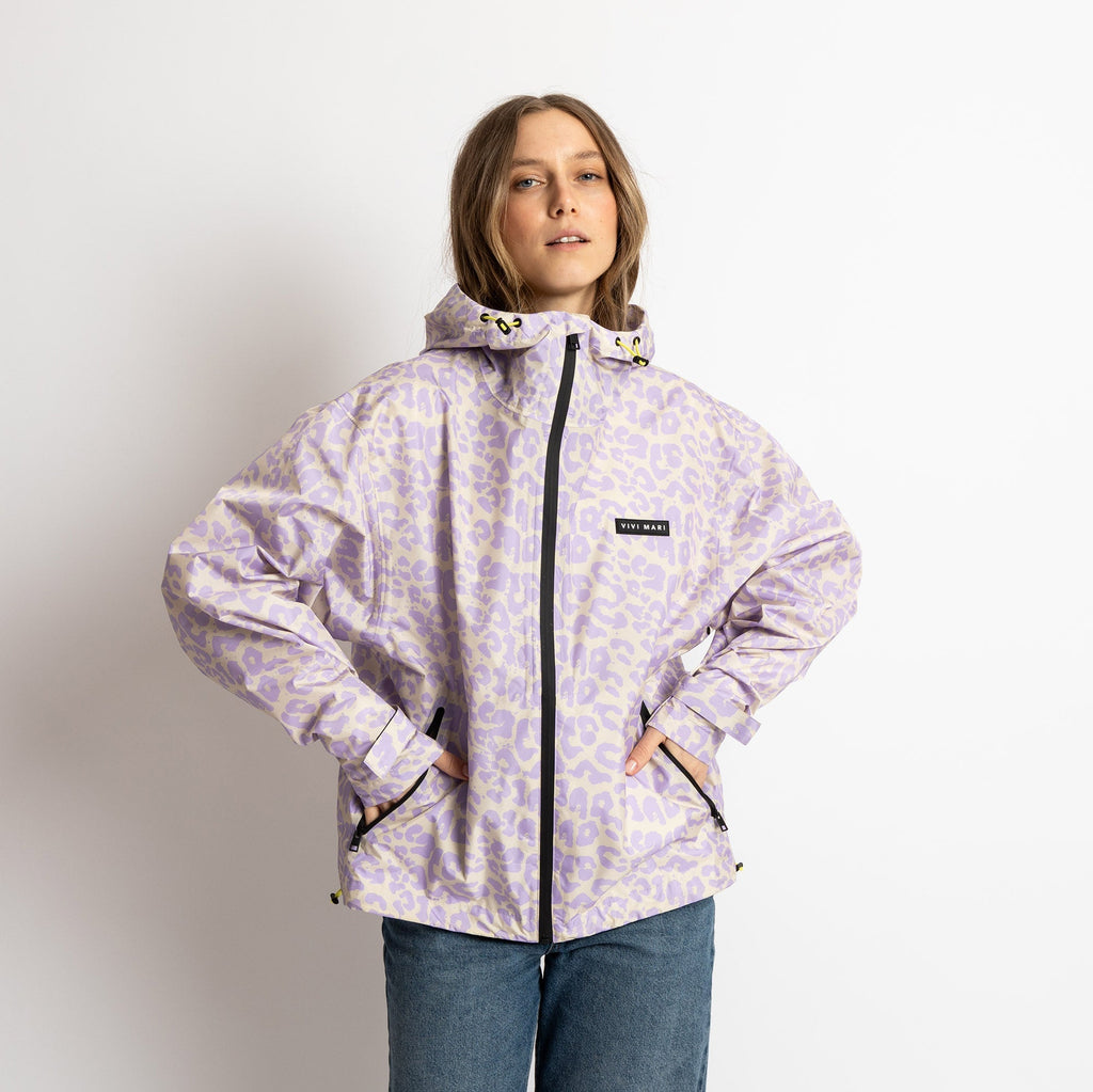 Chaqueta impermeable Leo Splashes Lavanda/Gris
