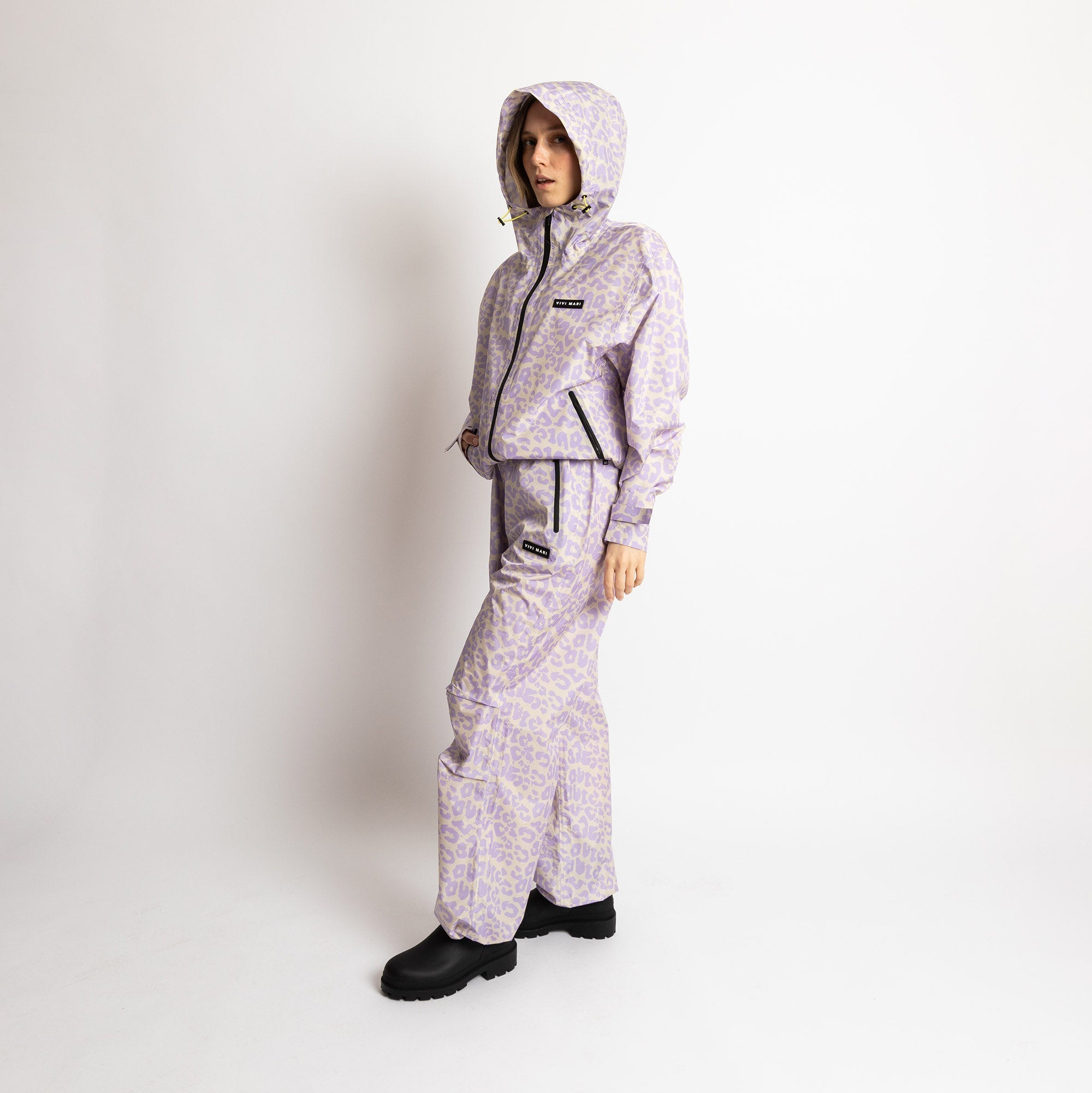 Chaqueta impermeable Leo Splashes Lavanda/Gris