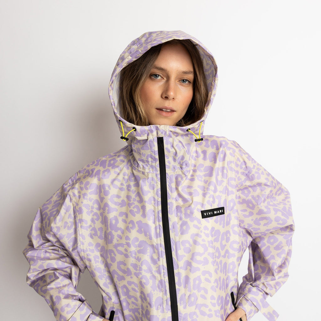 Chaqueta impermeable Leo Splashes Lavanda/Gris