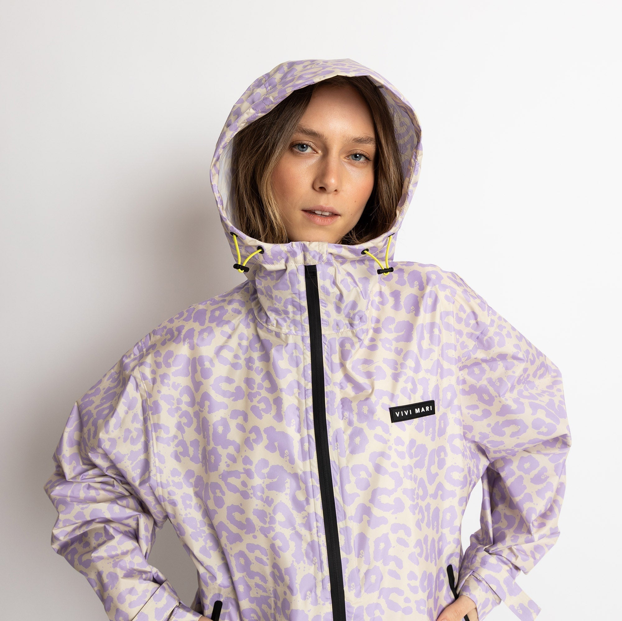 Chaqueta impermeable Leo Splashes Lavanda/Gris