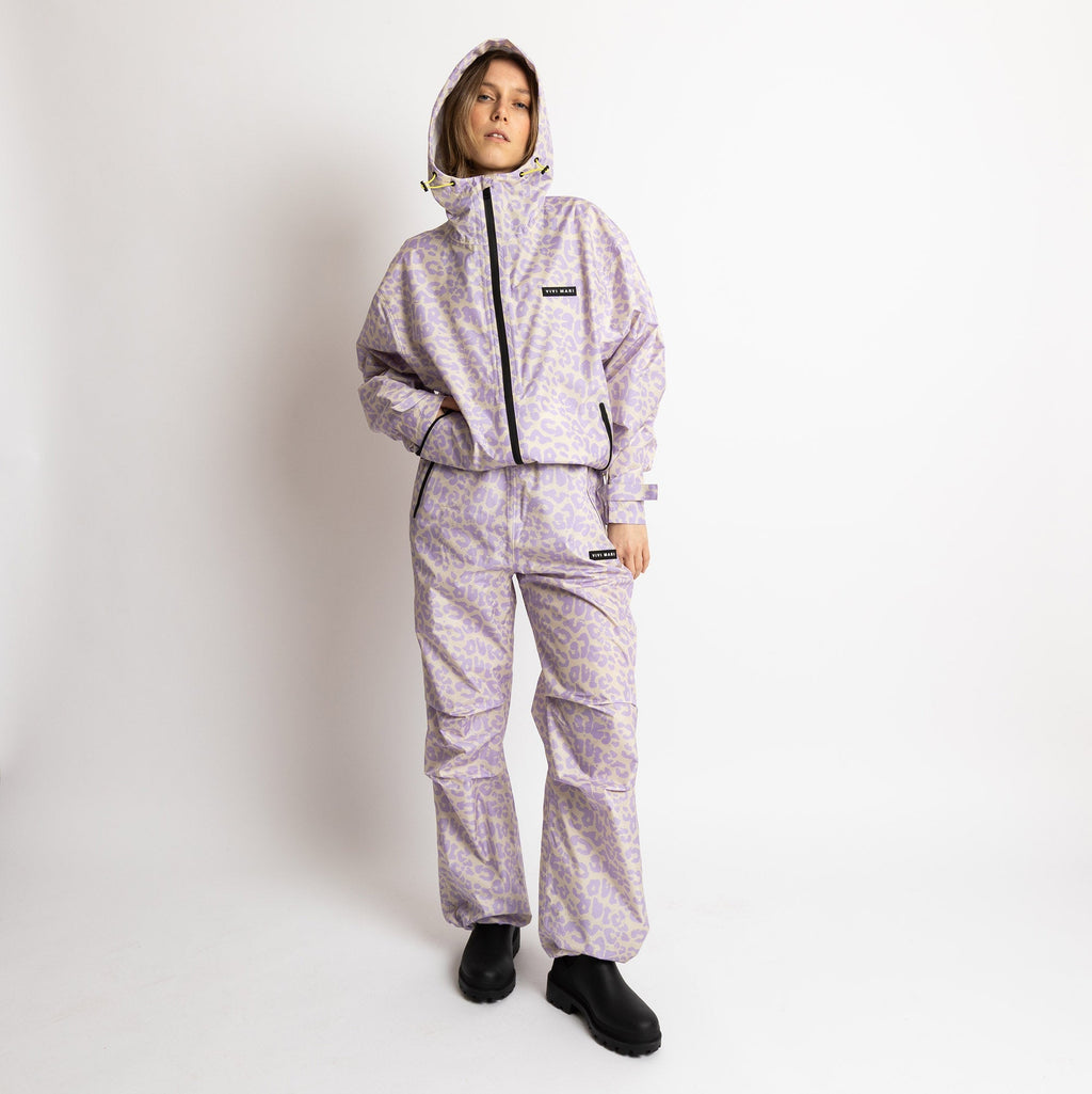 Chaqueta impermeable Leo Splashes Lavanda/Gris