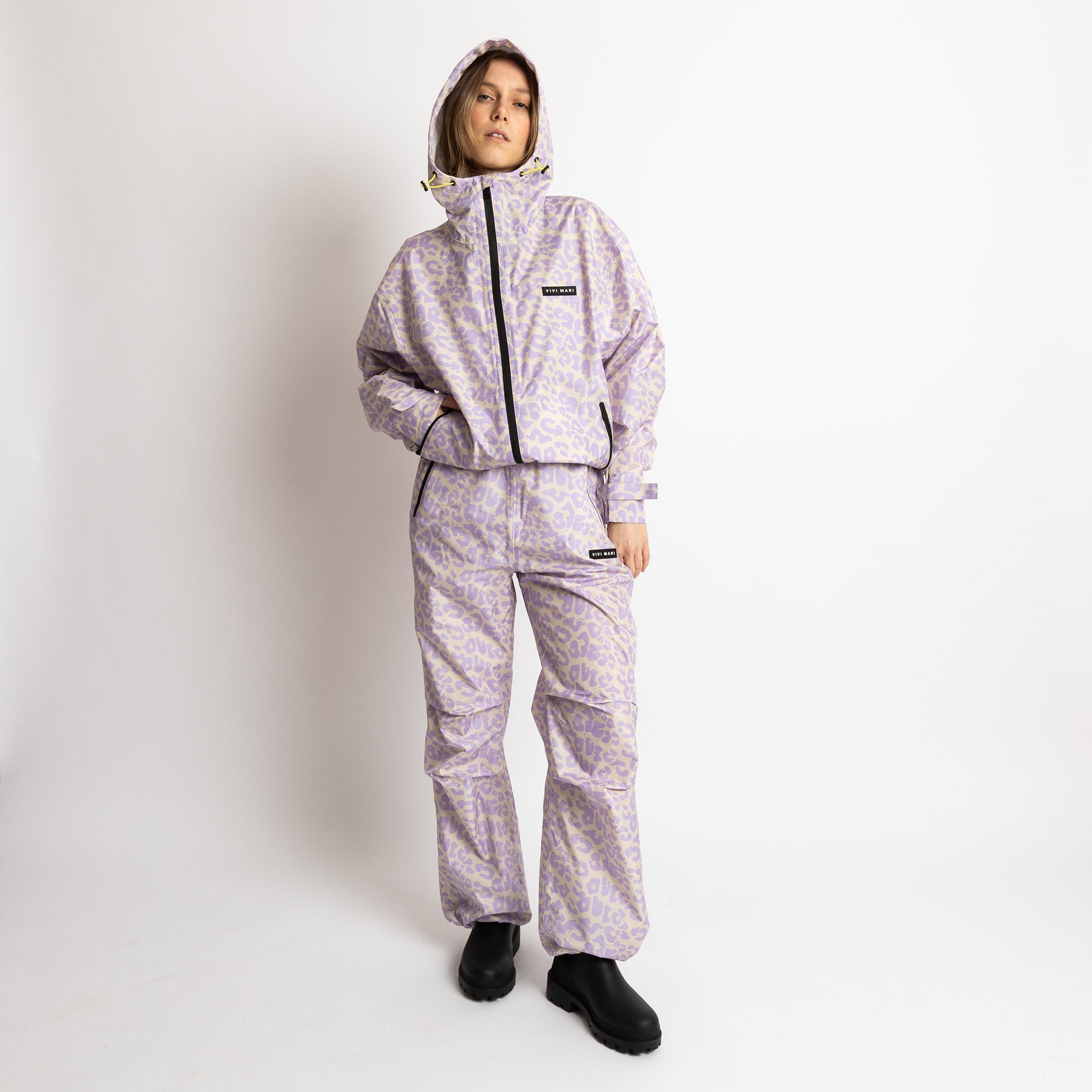 Chaqueta impermeable Leo Splashes Lavanda/Gris