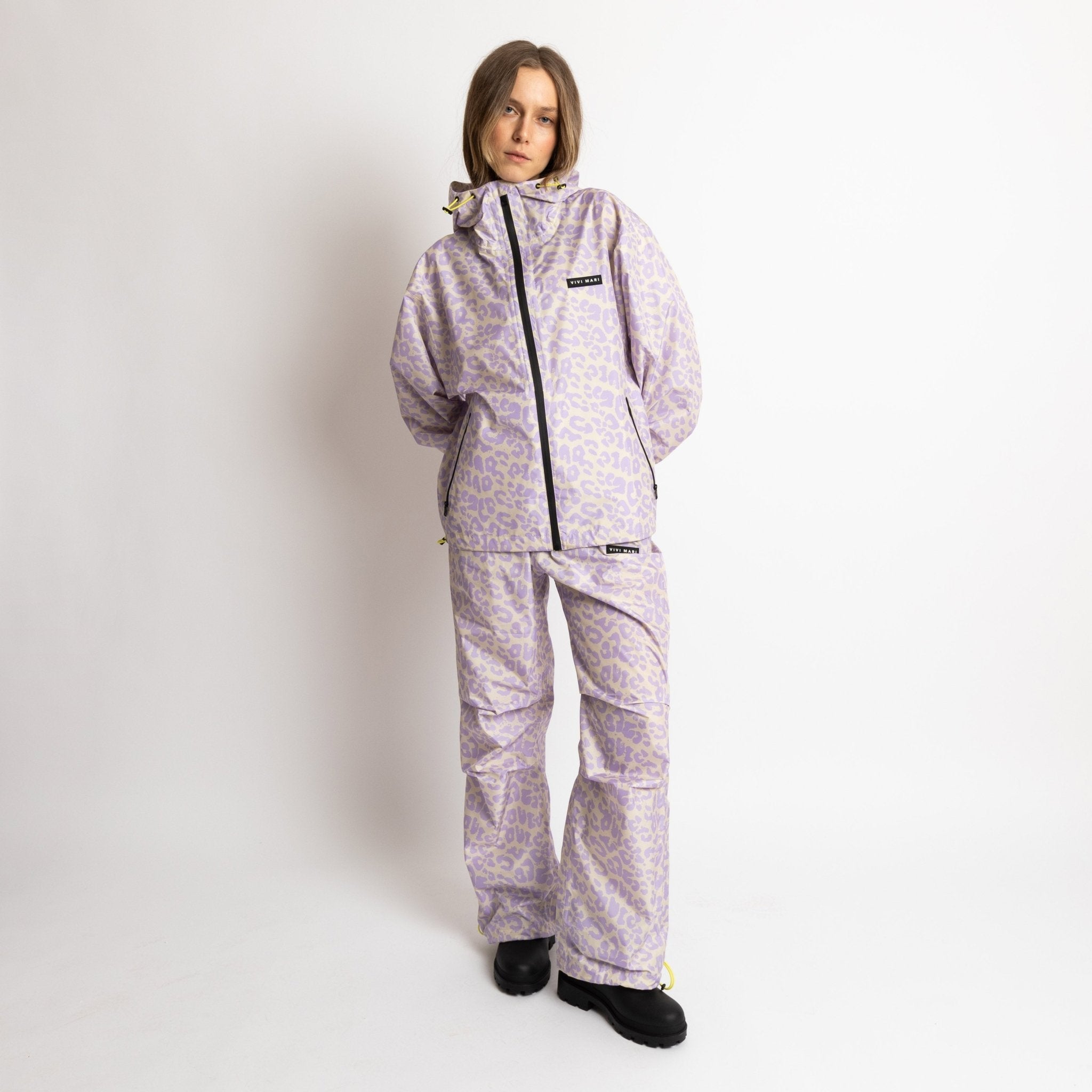Chaqueta impermeable Leo Splashes Lavanda/Gris