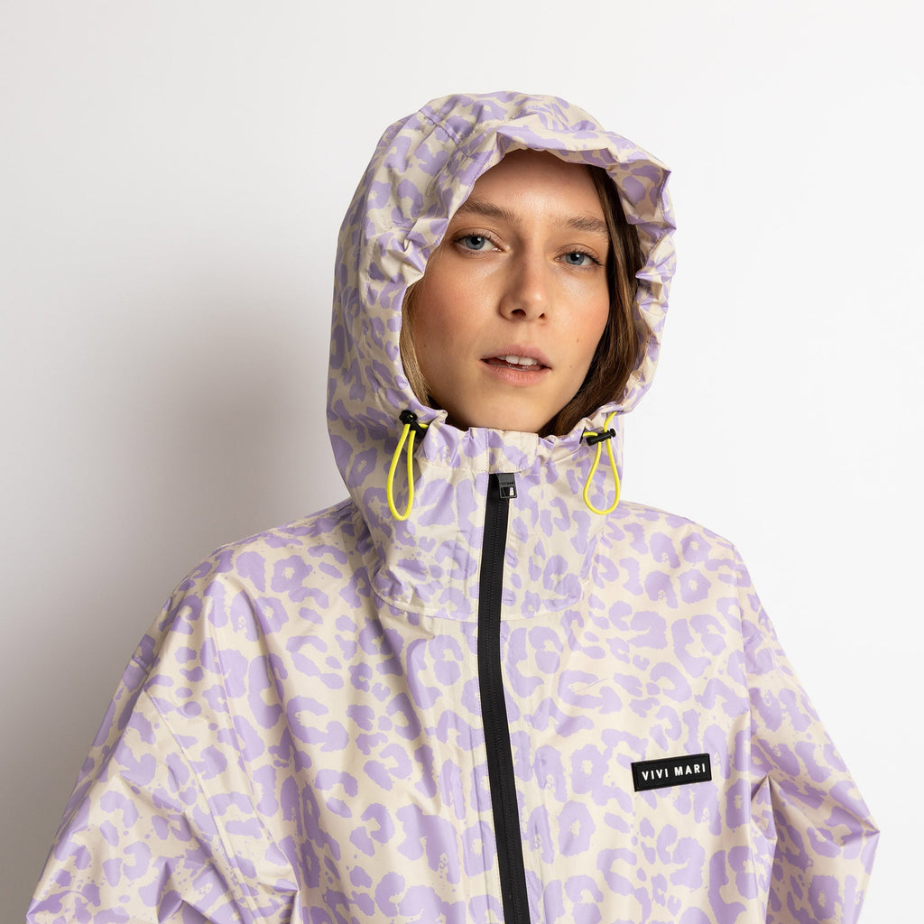 Chaqueta impermeable Leo Splashes Lavanda/Gris