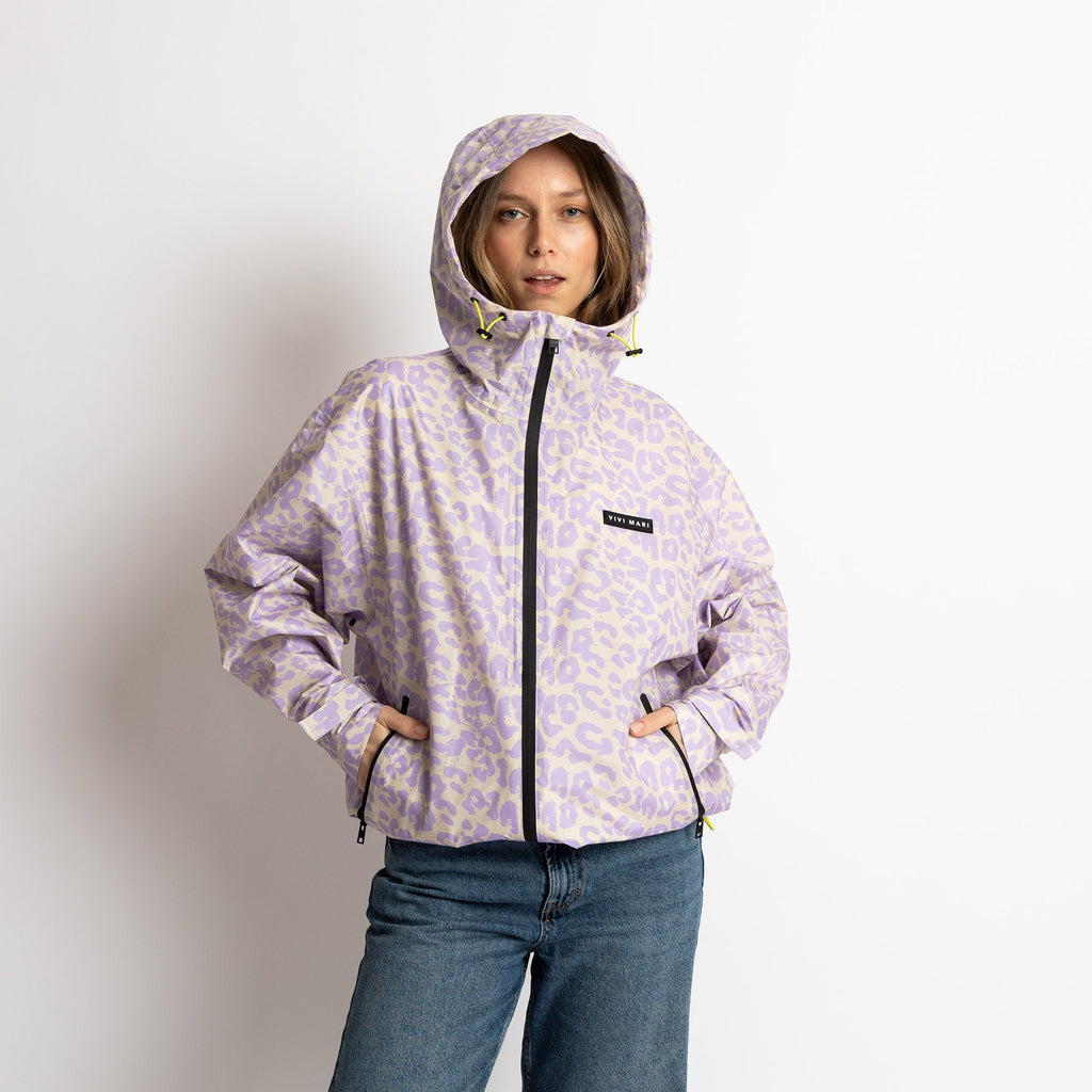 Chaqueta impermeable Leo Splashes Lavanda/Gris