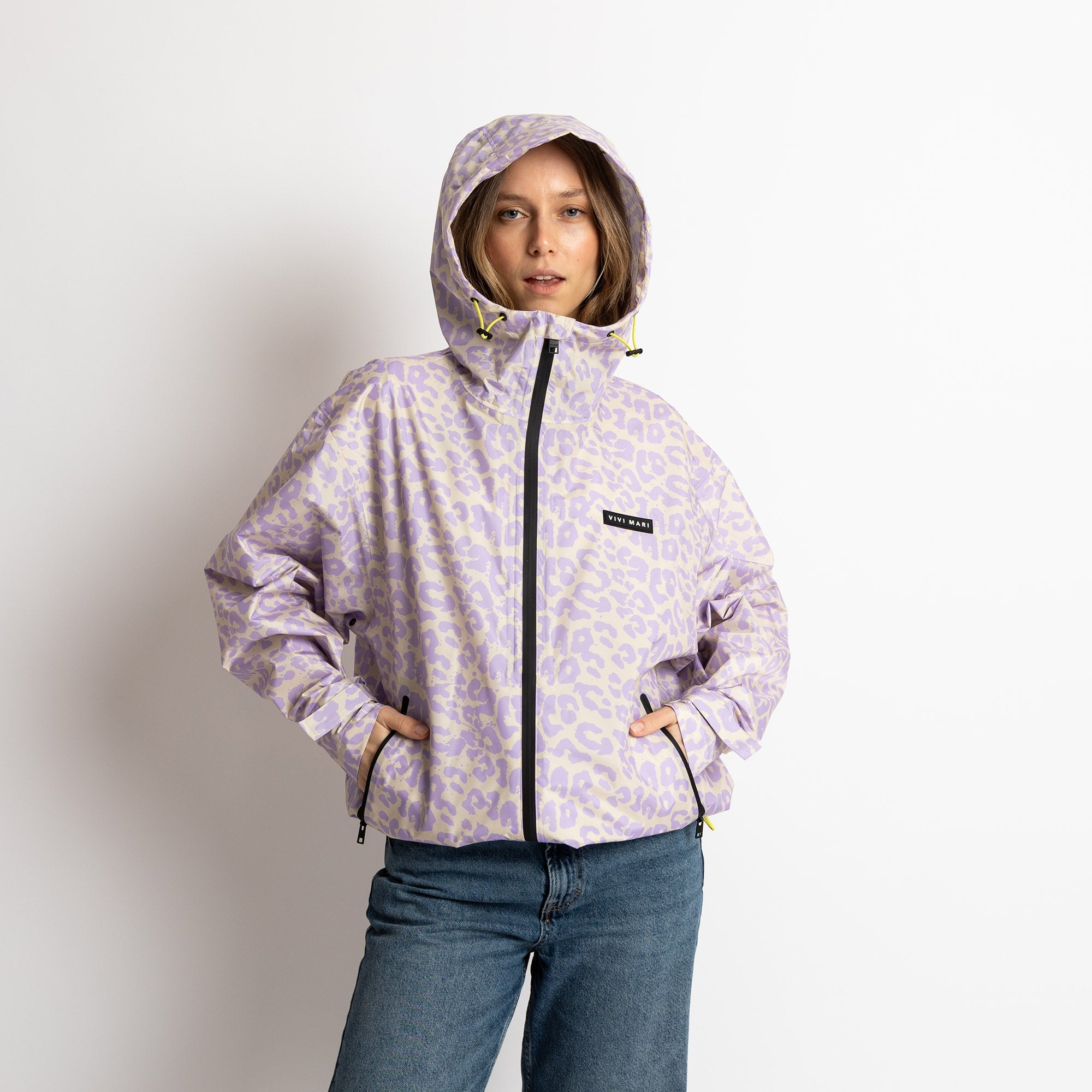Chaqueta impermeable Leo Splashes Lavanda/Gris