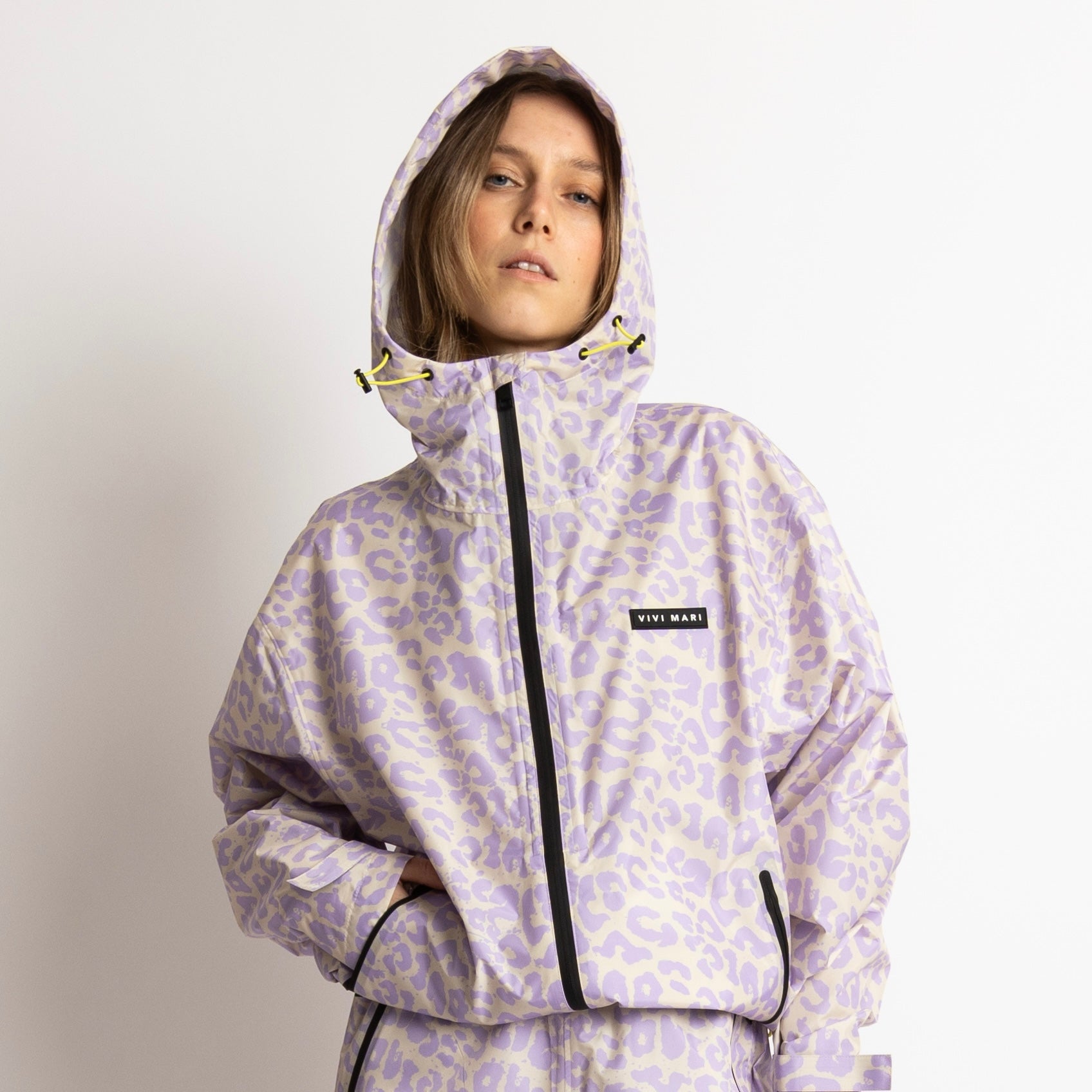 Chaqueta impermeable Leo Splashes Lavanda/Gris