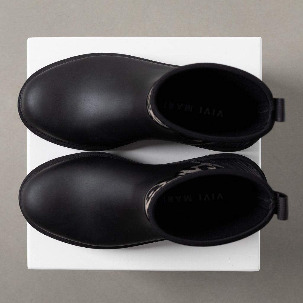Botas de lluvia cortas negro/leopardo negro-arena