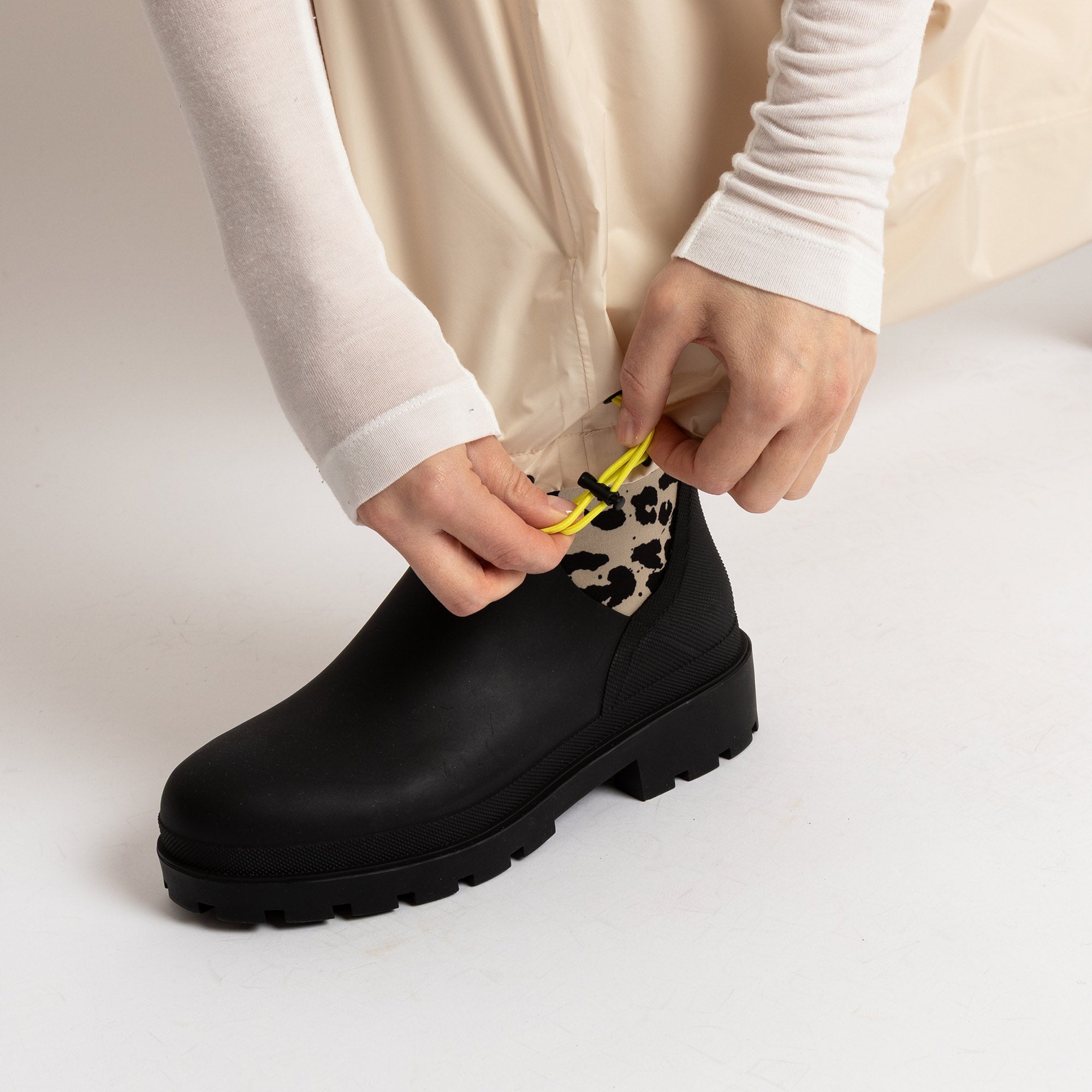 Botas de lluvia cortas negro/leopardo negro-arena