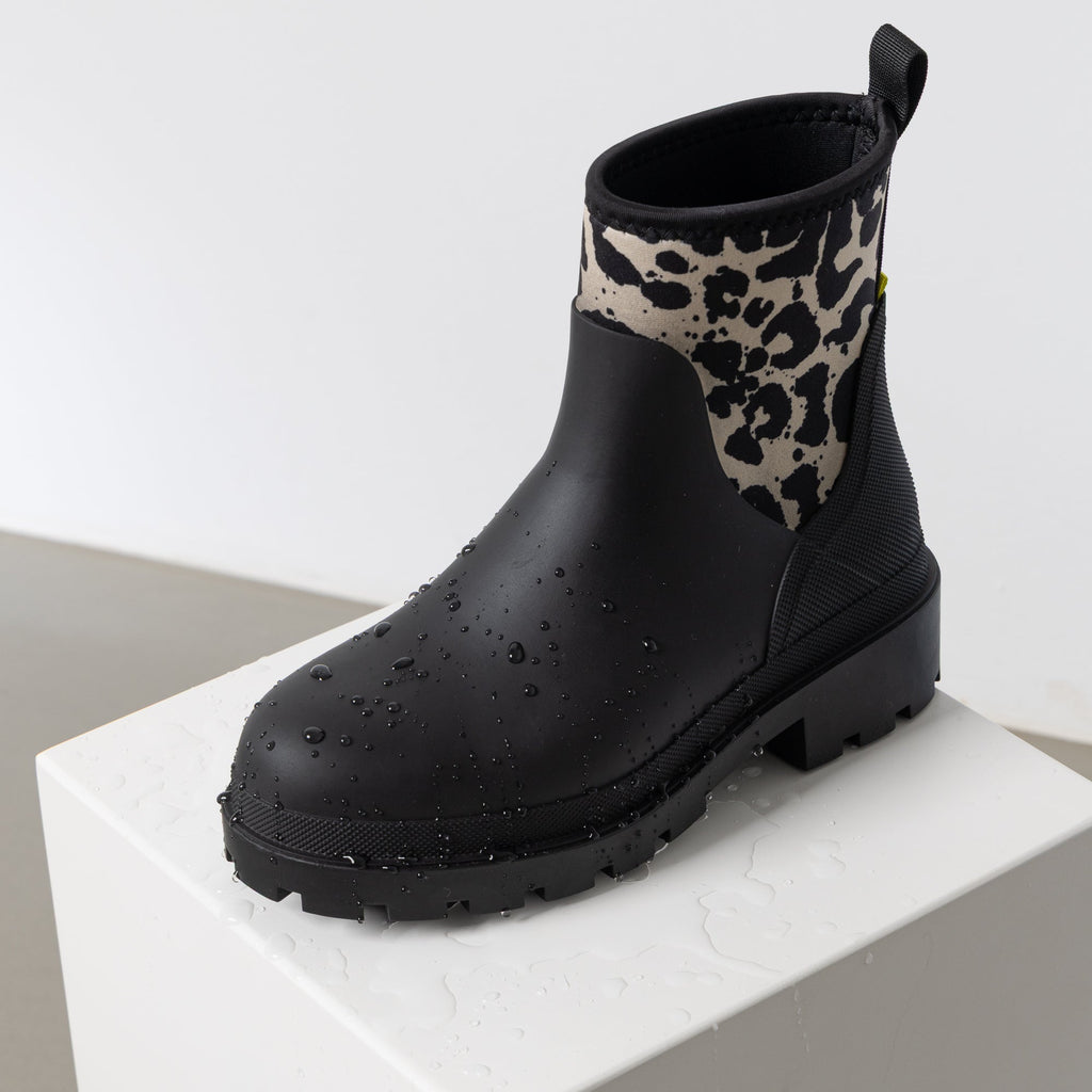 Botas de lluvia cortas negro/leopardo negro-arena