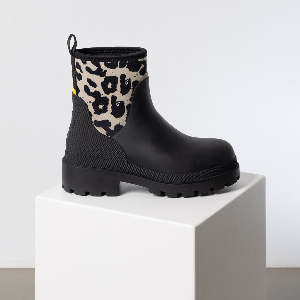 Botas de lluvia cortas negro/leopardo negro-arena