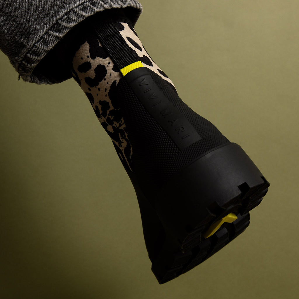 Botas de lluvia cortas negro/leopardo negro-arena