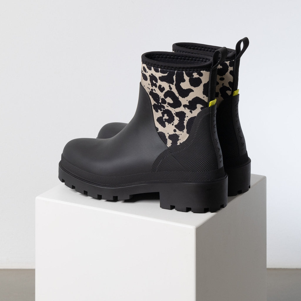 Botas de lluvia cortas negro/leopardo negro-arena