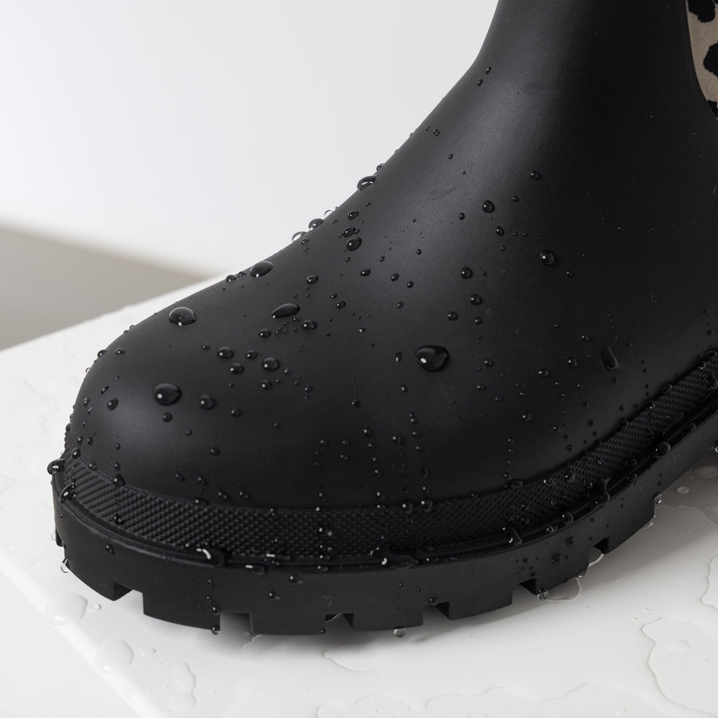 Botas de lluvia cortas negro/leopardo negro-arena