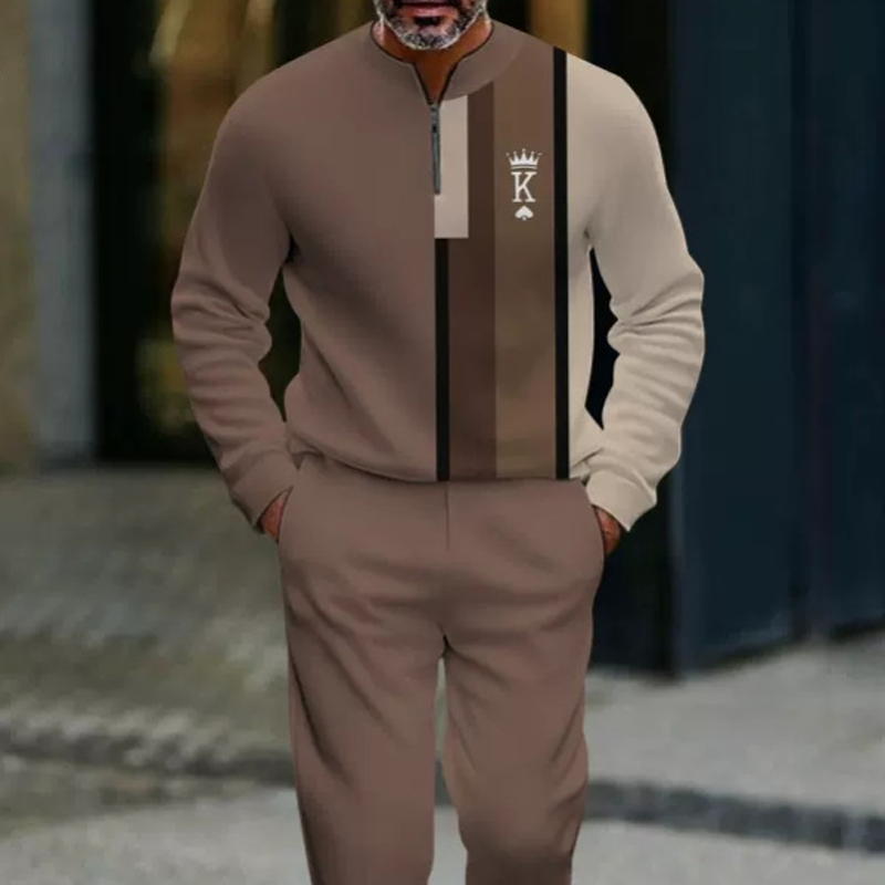 Conjunto para hombre: jersey con estampado gráfico y pantalones.