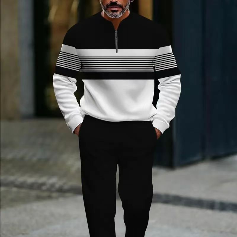 Conjunto para hombre: jersey con estampado gráfico y pantalones.