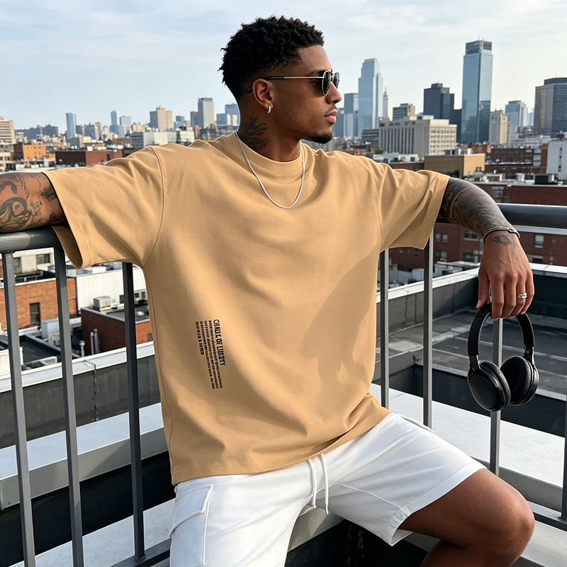 ¡50% DE DESCUENTO AHORA! Camiseta urbana para hombre de corte holgado – mezcla premium de algodón, ajuste oversize casual y estampado gráfico