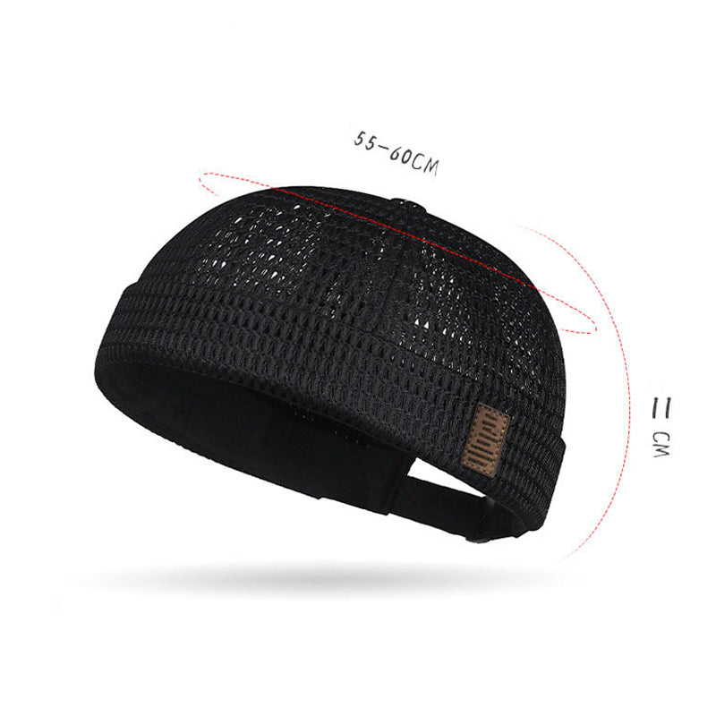 Gorra ligera de malla transpirable, sin visera.