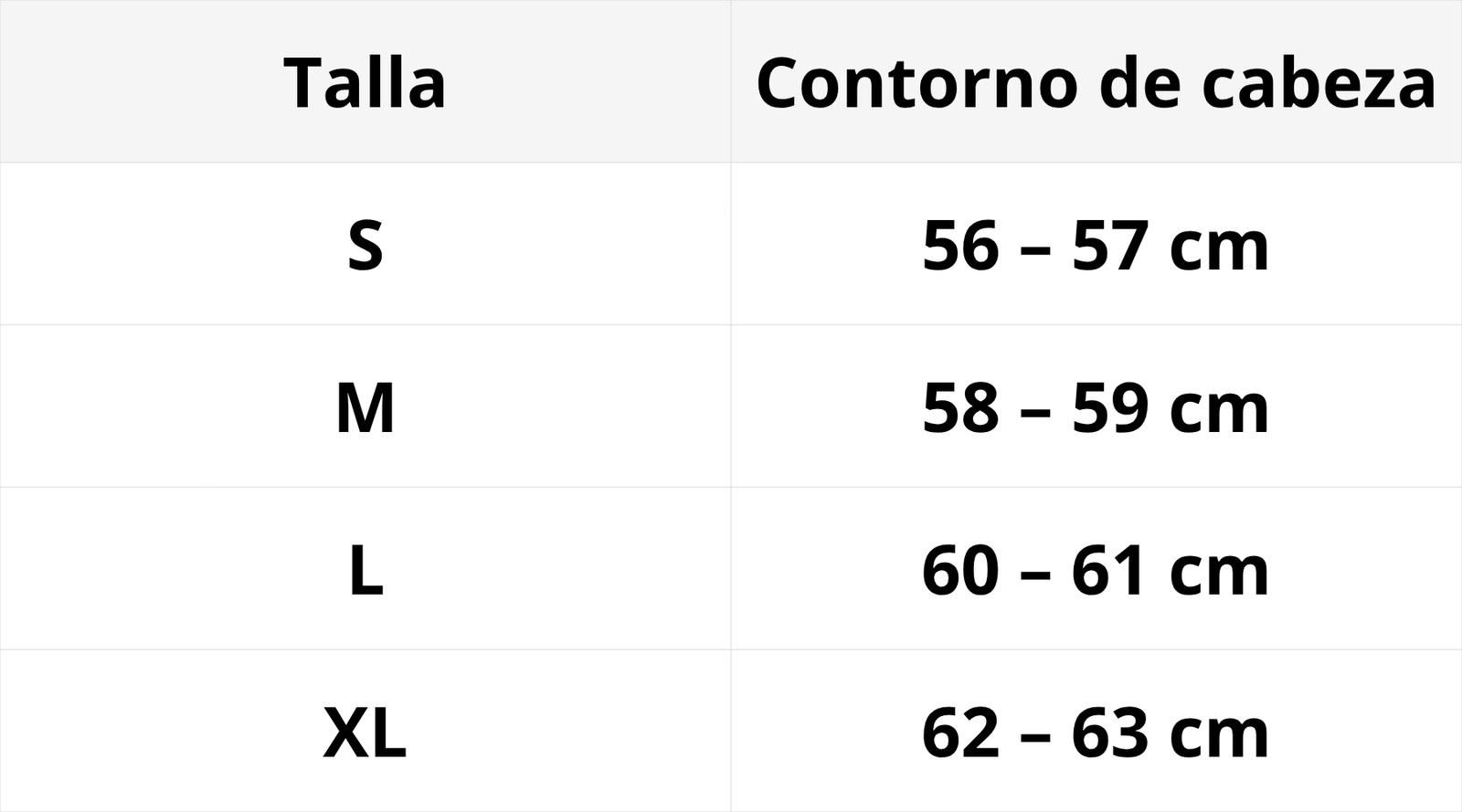 Guía de tallas