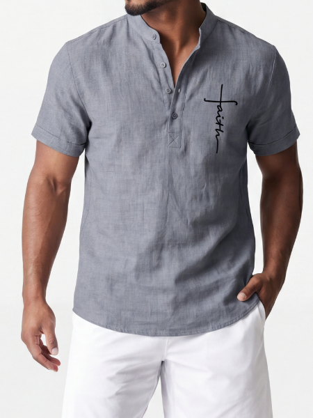 Alejandro™ | Camisa elegante de manga corta con cuello alto