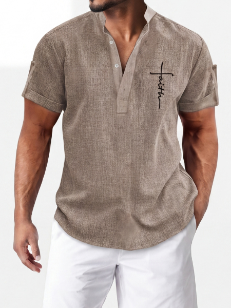 Alejandro™ | Camisa elegante de manga corta con cuello alto